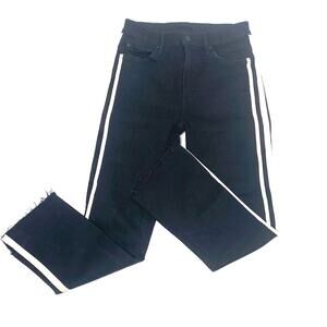 Mother Insider Crop Step Fray in Guilty Racer High Waist Black 25